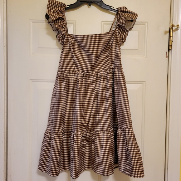Reformation Jeune Checkered Ruffle Mini Dress size 6 - Picture 2 of 7